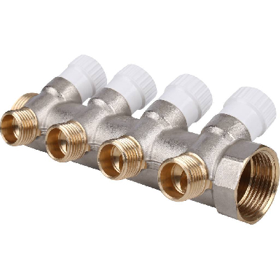 Коллектор распределительный 1', 4 отвода 1/2'