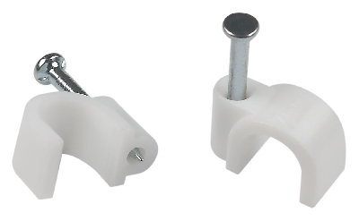 Скоба пластиковая крепежная круглая 6 мм белая NO-225-276 (10 шт/уп)