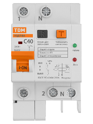 УЗДП с авт. выкл. 1P+N 40А 6кА х-ка С TDM