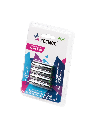 Аккумулятор ААА Li-ion 500мАч 4 шт в на блистере