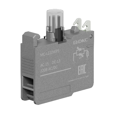 Контактный блок с клеммными зажимами под винт со светодиодом на 220В, белый