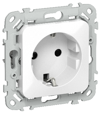 FLITE Розетка с заземлением с защитными шторками безвинтовое крепление 16А РСш11-1-ФлБ белый IEK