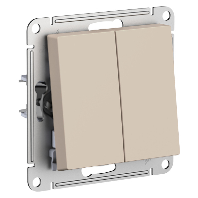 ATLASDESIGN выключатель двухклавишный, сх.5, 10АХ, механизм, ПЕСОЧНЫЙ