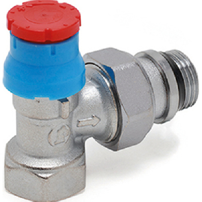 Угловой термостатический клапан 1/2', хромированный, отвод с герметичной прокладкой.