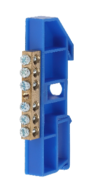 Шина N  ноль  на DIN-изол ШНИ-6х9-6-Д-синий