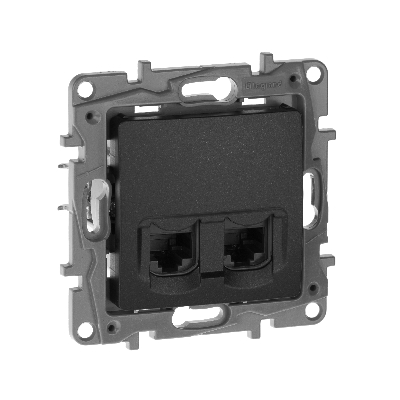 ETIKA Двойная розетка RJ 45 категория 5е UTP антрацит