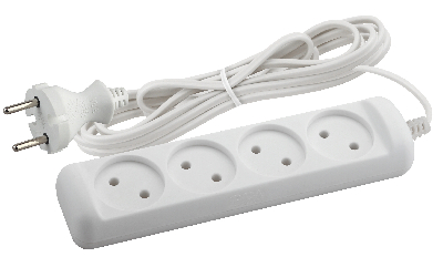 Удлинитель электрический без заземления 4 розетки 3м ШВВП 2x0,75мм2 6А UX-4-3m ЭРА