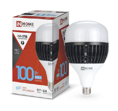 Лампа светодиодная LED-HP-PRO 100Вт 230В E27 с адаптером Е40 6500К 9500Лм IN HOME