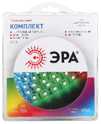 Комплект светодиодной ленты 14,4Вт/м 12В RGBК IP65 60LED/м 5050kit-14,4-60-12-IP65-RGB-5m