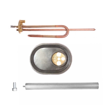 КОМПЛЕКТ: ТЭН RCA 1500Вт, D48мм, М5, 220В + овальный фланец с прокладкой  + анод М5