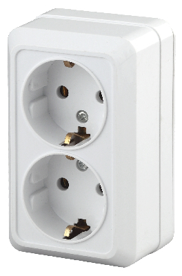 Розетка однофазная наружная (открытой установки) с заземлением без шторок белый 16А 250В IP20 2Э-204-0 Intro Quadro