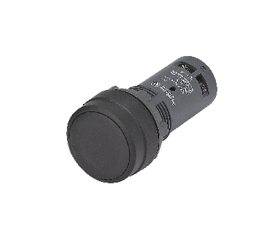 Кнопка моноблочная 22мм черная с фиксацией, пластик, 1НО+1НЗ, IP65 SB7