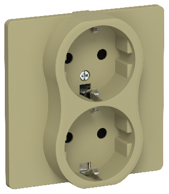FLITE Розетка 2-местная с заземлением без защитных шторок безвинтовое крепление 16А в сборе РС12-1-К-ФлО оливковый IEK