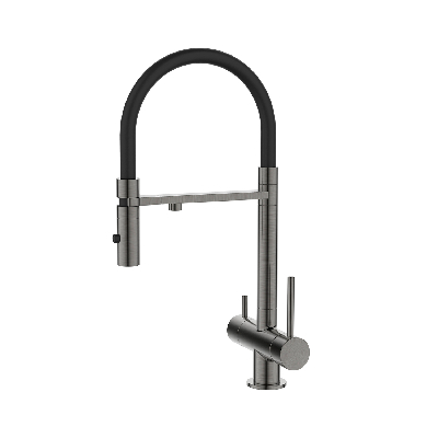 Смеситель для кухни с фильтром и гибким изливом, графит, Ace, IDDIS, ACEGMFFi05