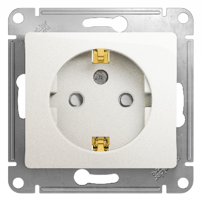 GLOSSA Розетка с заземлением со шторками перламутр в рамку