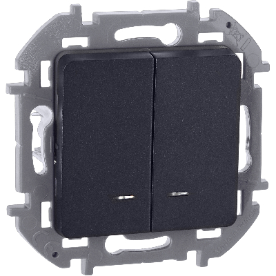 Выключатель двухклавишный с подсветкой/индикацией INSPIRIA 10 AX 250 В~ антрацит